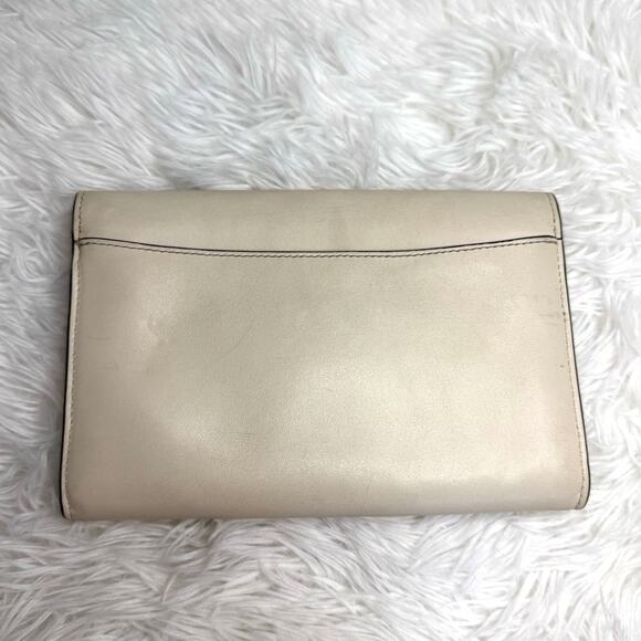 COACH Envelope Ivory Goldtone Leather Preloved Clutch - Picture 2 of 12